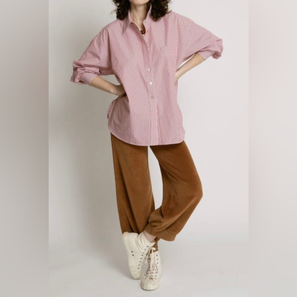 SUZIE KONDI - Wms Kappa Cotton Poplin Button-Up Shirt - In Poppy Stripe: XS.
